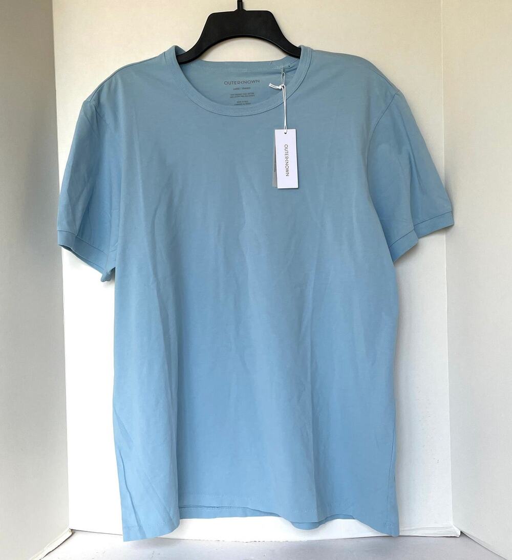 Outerknown Sojourn Tee Mens Medium Blue Organic Cotton Short Sleeve Shirt